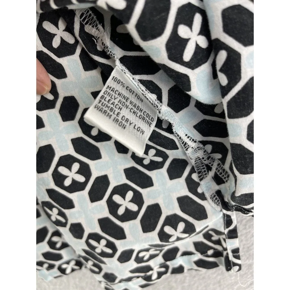 Talbots Women's Coverup Size Small 3/4 Sleeve 100% Cotton Blue Black Geometric - Image 4