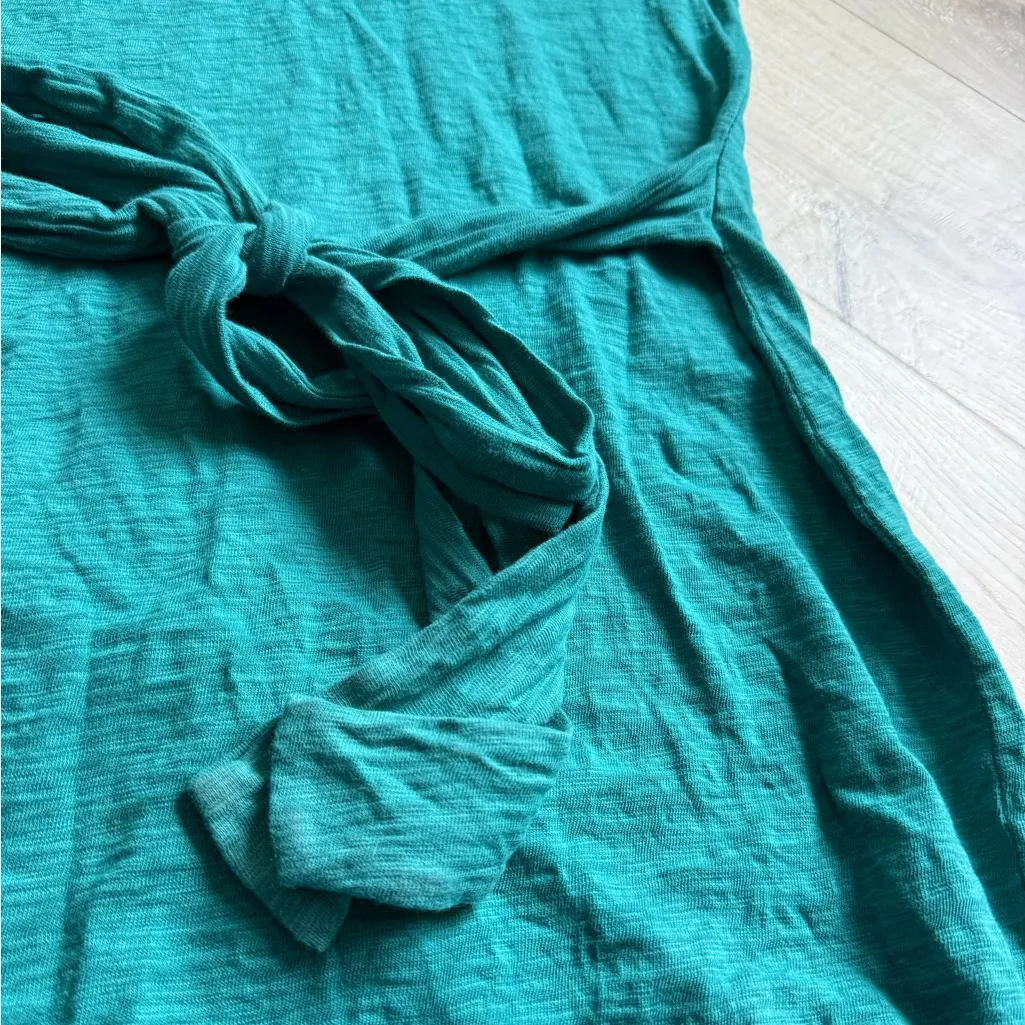 J. Crew Short Sleeve Tie Waist Cotton Slub Tee Shirt Dress | Teal | Medium - Image 5