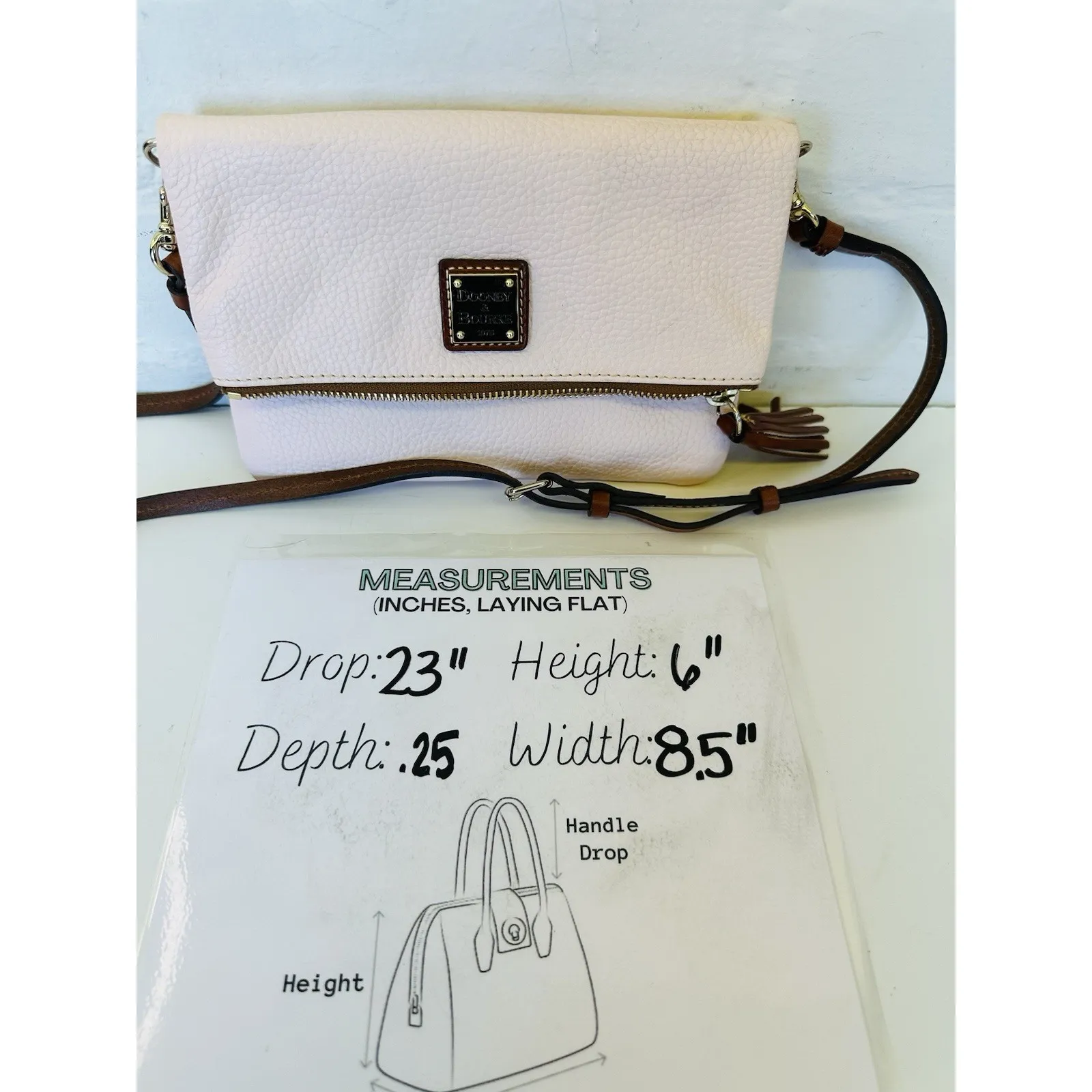 Dooney And Bourke Blush Foldover‎ Crossbody Clutch Zipper Closure - Image 11