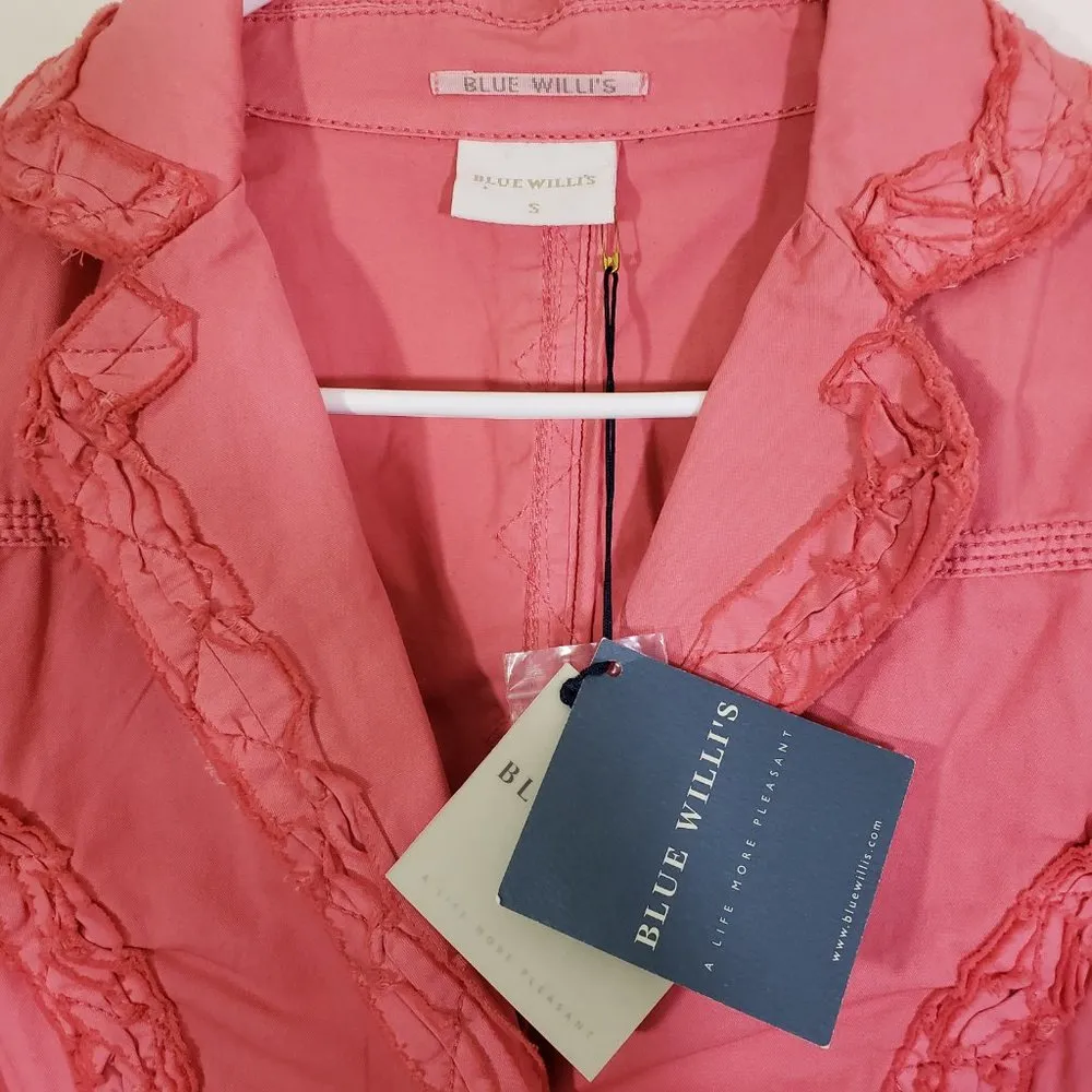 New BLUE WILLI'S Small Pink, Ruffle, Raw Edge Hem, Button - Image 5