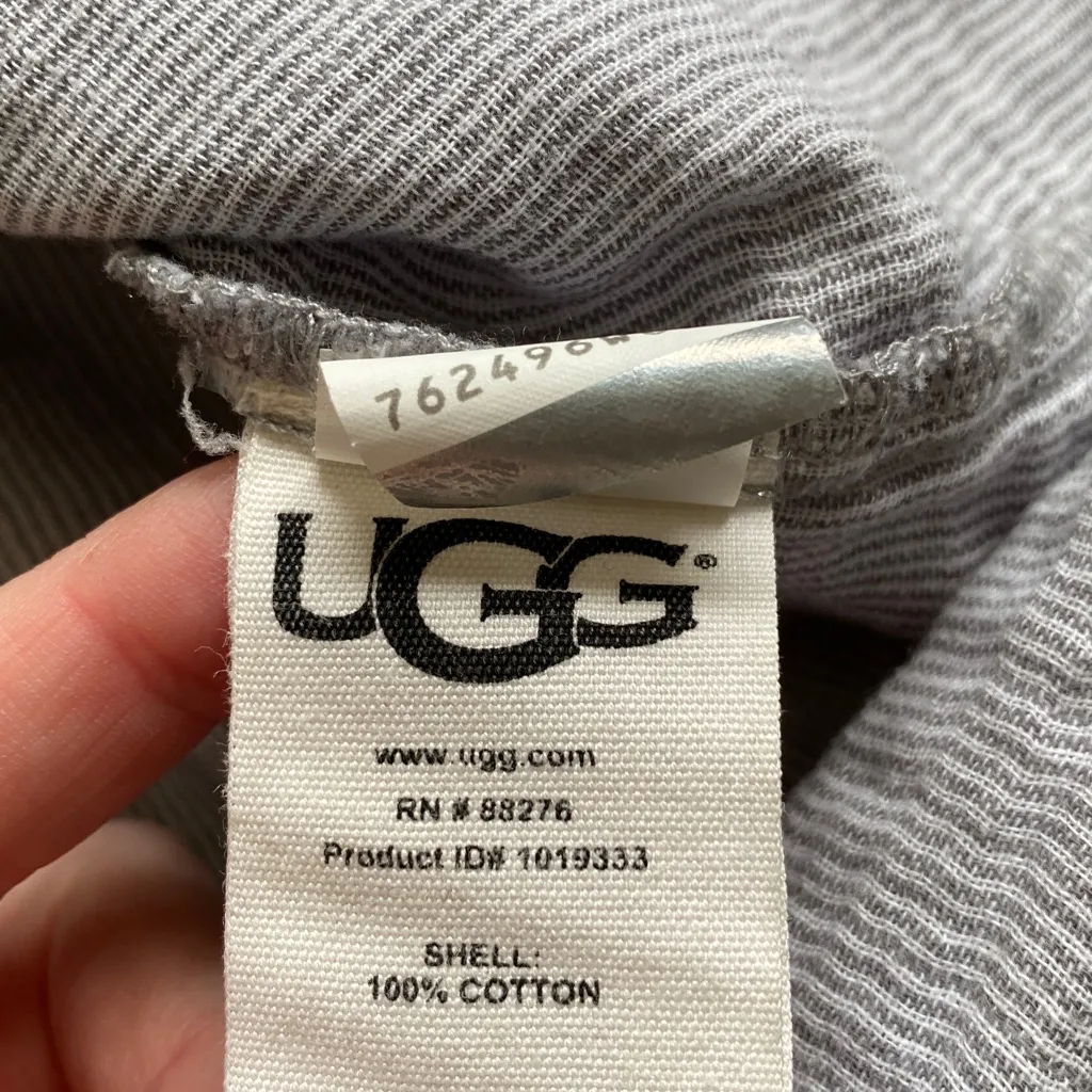 UGG 100% Cotton Lightweight Lounge Pajama Top Gray Gauze Cotton - Image 3