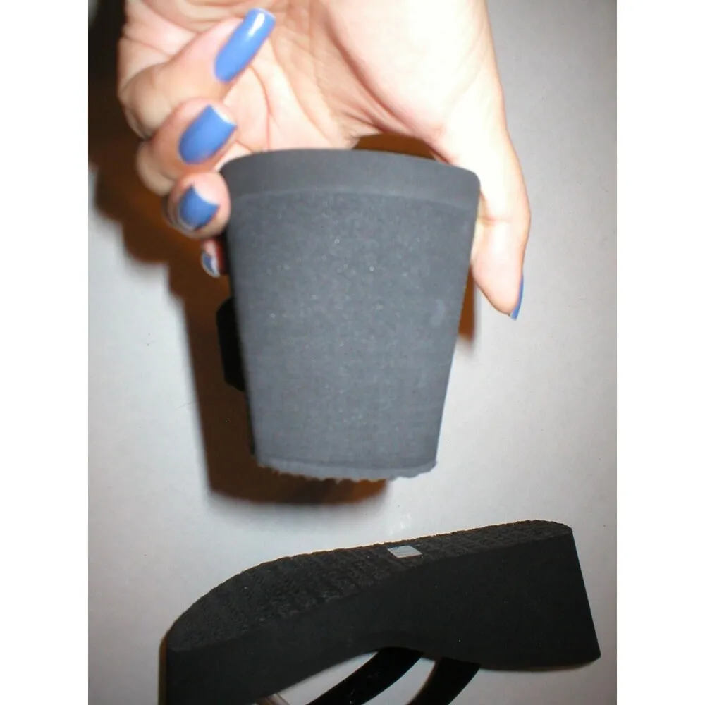 New Womens Guess Foam Platform Wedge 9.5 Crystal Logo Shoes Sandals Light Black - Image 3