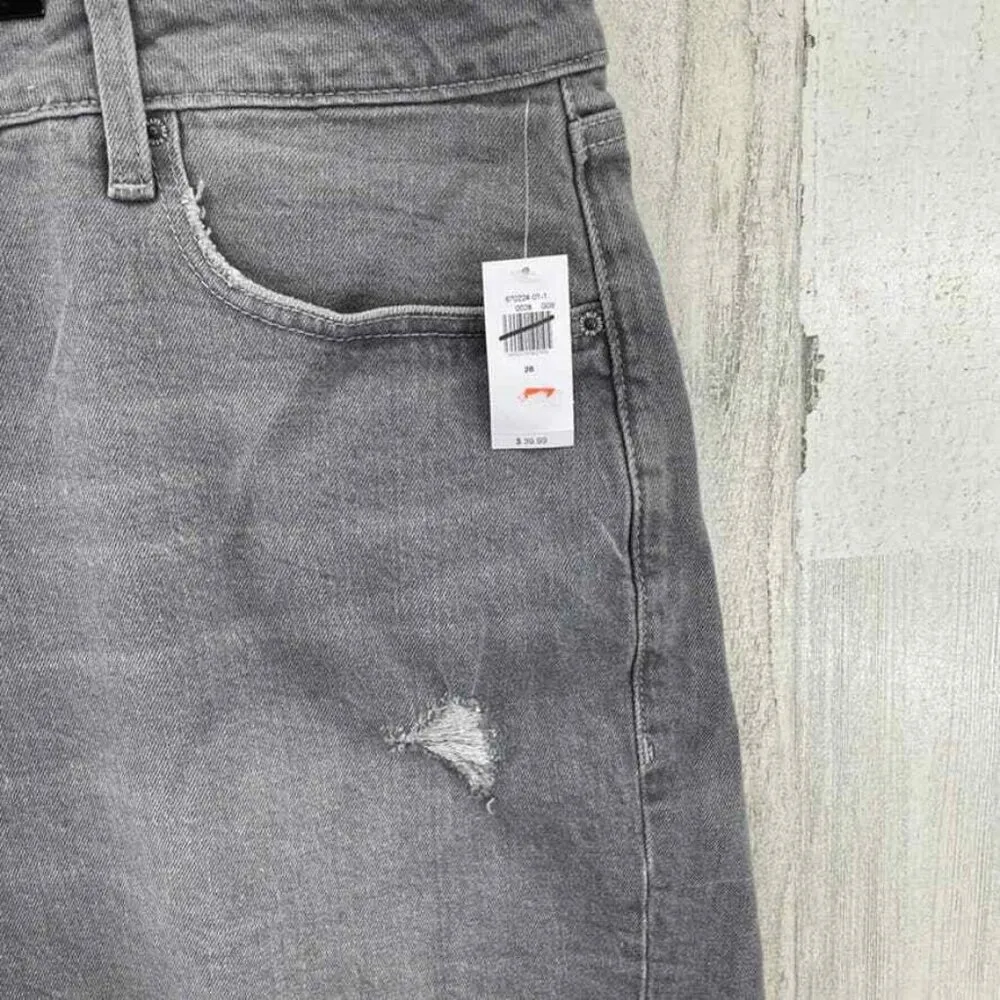 Old Navy O.G. Straight Jean Shorts Women 28 Gray High Rise Rolled Hem Distressed - Image 4