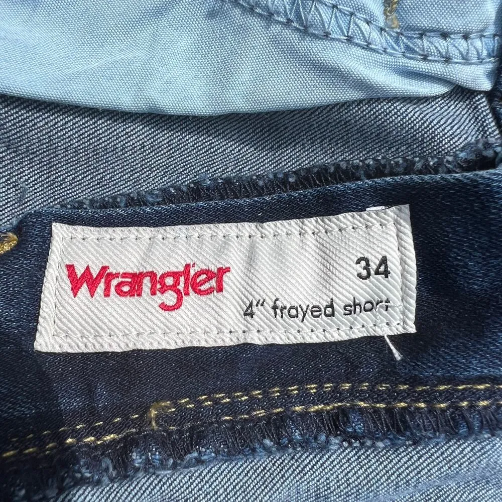 Wrangler 4 Inch Mid Rise Fray Denim Jean Shorts Size 0 - Image 4