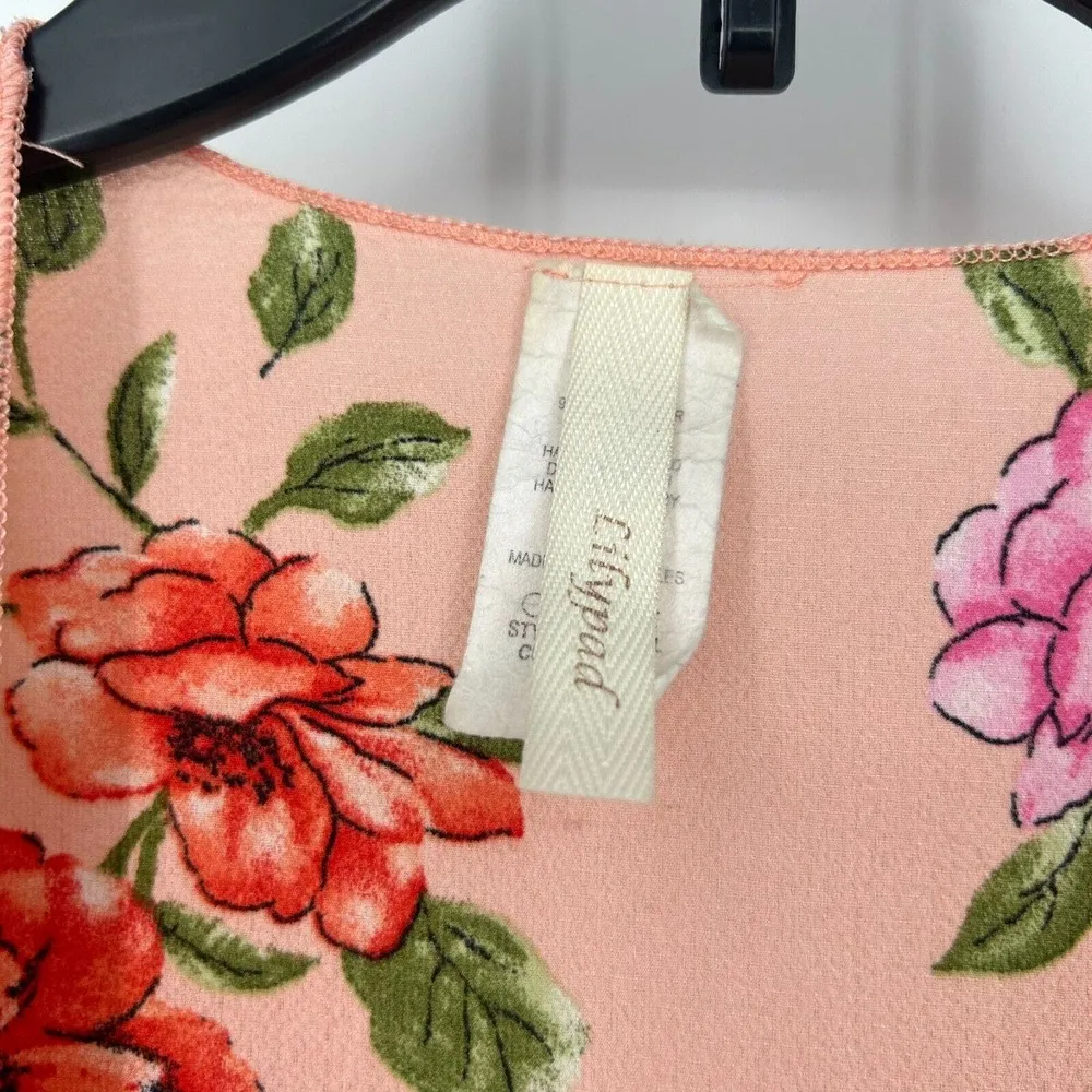 Lilypad Pink Floral Kimono Cover Up Boho Lightweight Open Front Long Line Size S - Image 8