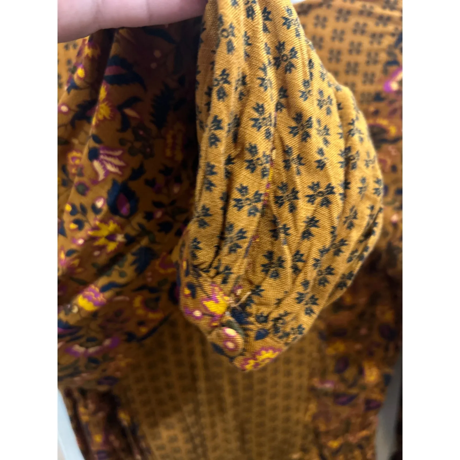 Knox Rose Womens Floral Print Long Sleeve Midi Dress Mustard Yellow XS - Image 8