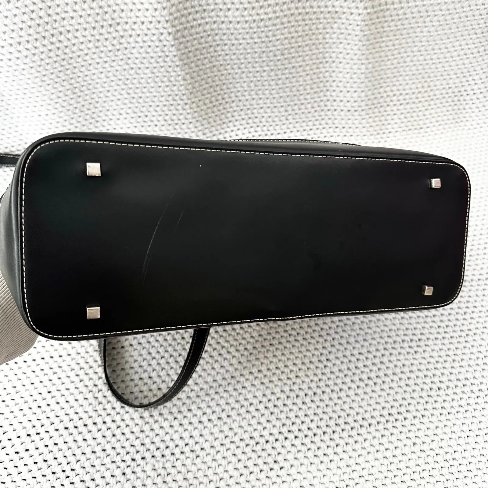 Etienne Aigner Black Nylon Fabric Leather Trim Structured Shoulder Briefcase Bag - Image 7