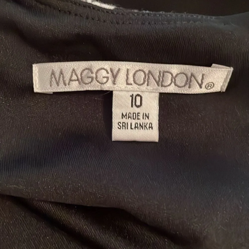 Maggy London Black Snakeskin Print Knit Sheath Dress Womens Size 10 Career - Image 2