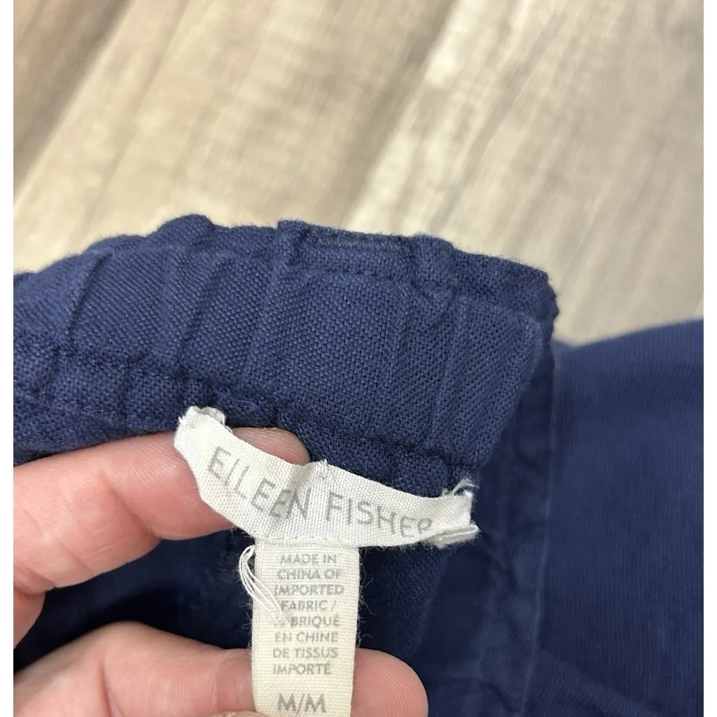 Eileen Fisher Organic Cotton Capri Pants Medium Navy Pull On Wide Leg Casual - Image 4