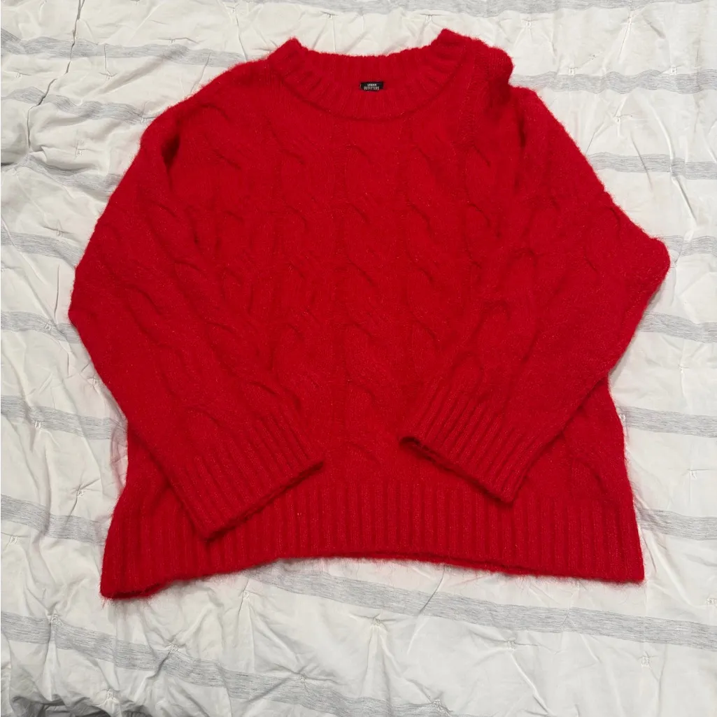 UO lofty Red Cable Knit Sweater - Image 3