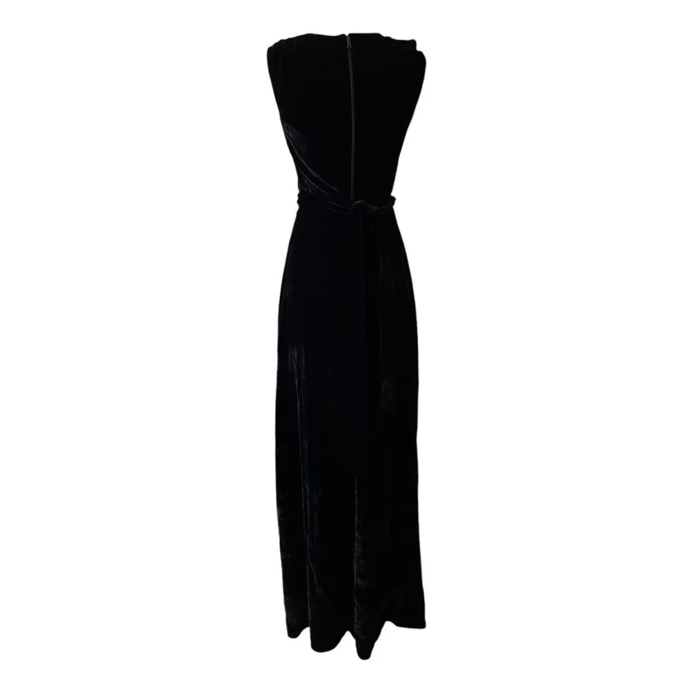 ALICE + OLIVIA Simmons Velvet Black Wrap Dress Silk Maxi Gown Cocktail V-Neck 0 - Image 12