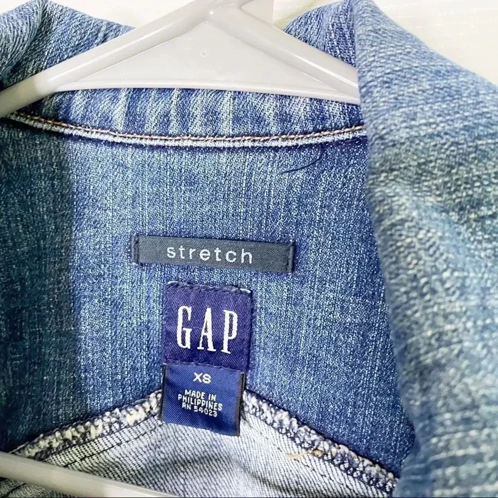 GAP Medium Wash‎ Denim Jacket 00s Y2K Sz XS - Image 3