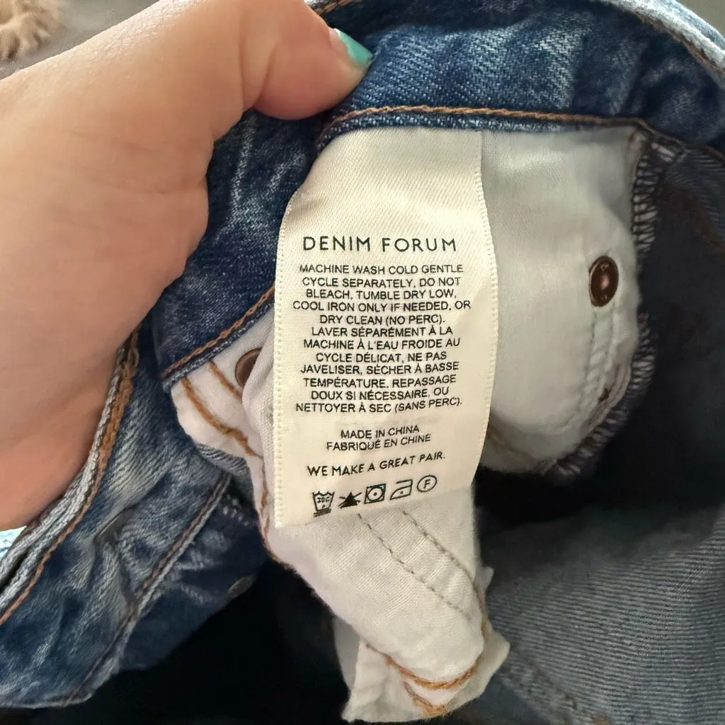 Denim Forum Women’s 30 Farrah High Rise Wide Leg Jeans Blue - Image 7