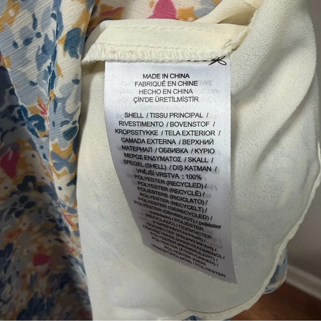 Ralph Lauren Midi Wrap Dress 8 Blue Georgette Floral Belted Chiffon Flounce - Image 7