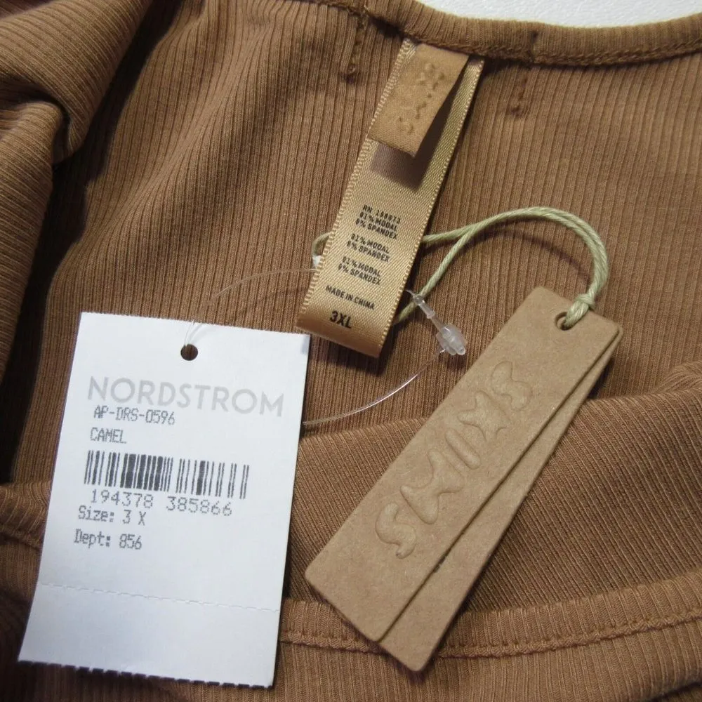 NWT Skims Soft Lounge Long Slip Dress in Camel Ribbed Long Slipdress 3X - Image 4