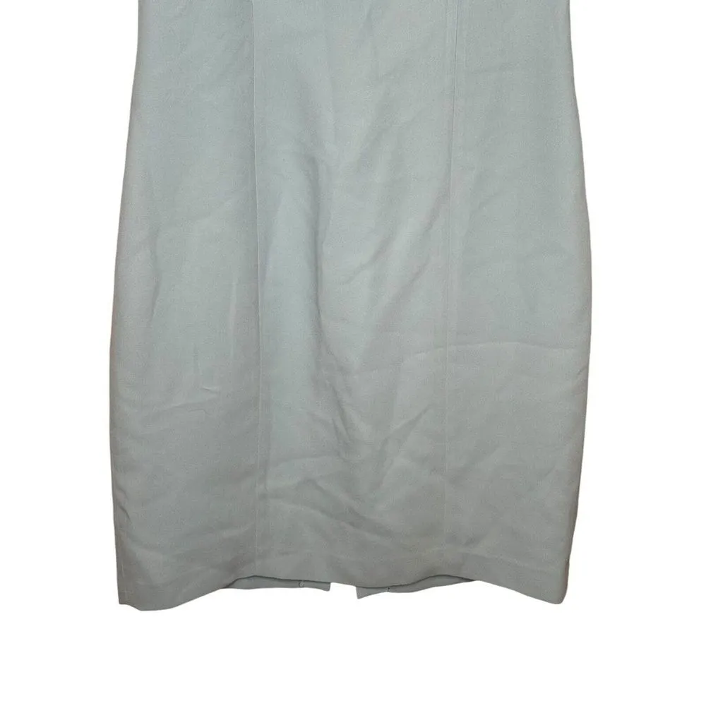 August Silk Women Dress Lined Knee Length Square Neck Sleeveless Split Hem Green - Image 4