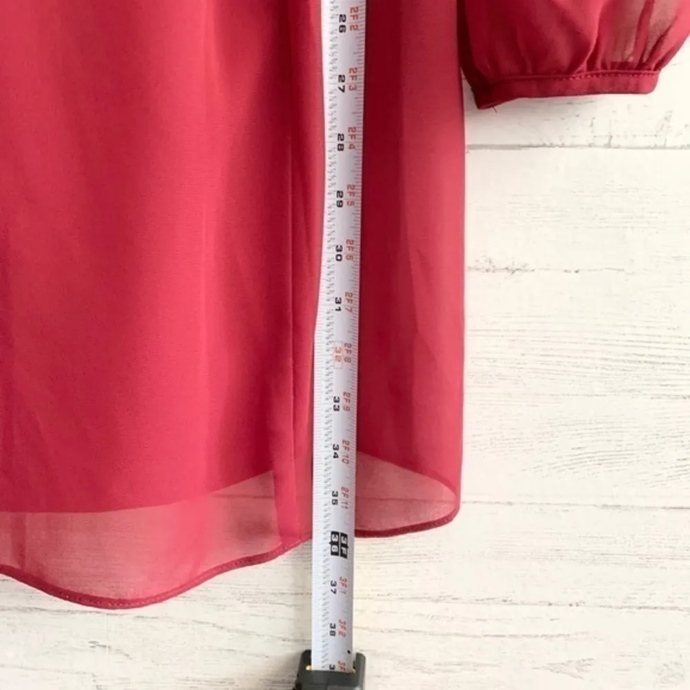 BCBG V-neck Dark Red Choker Dress - Image 11