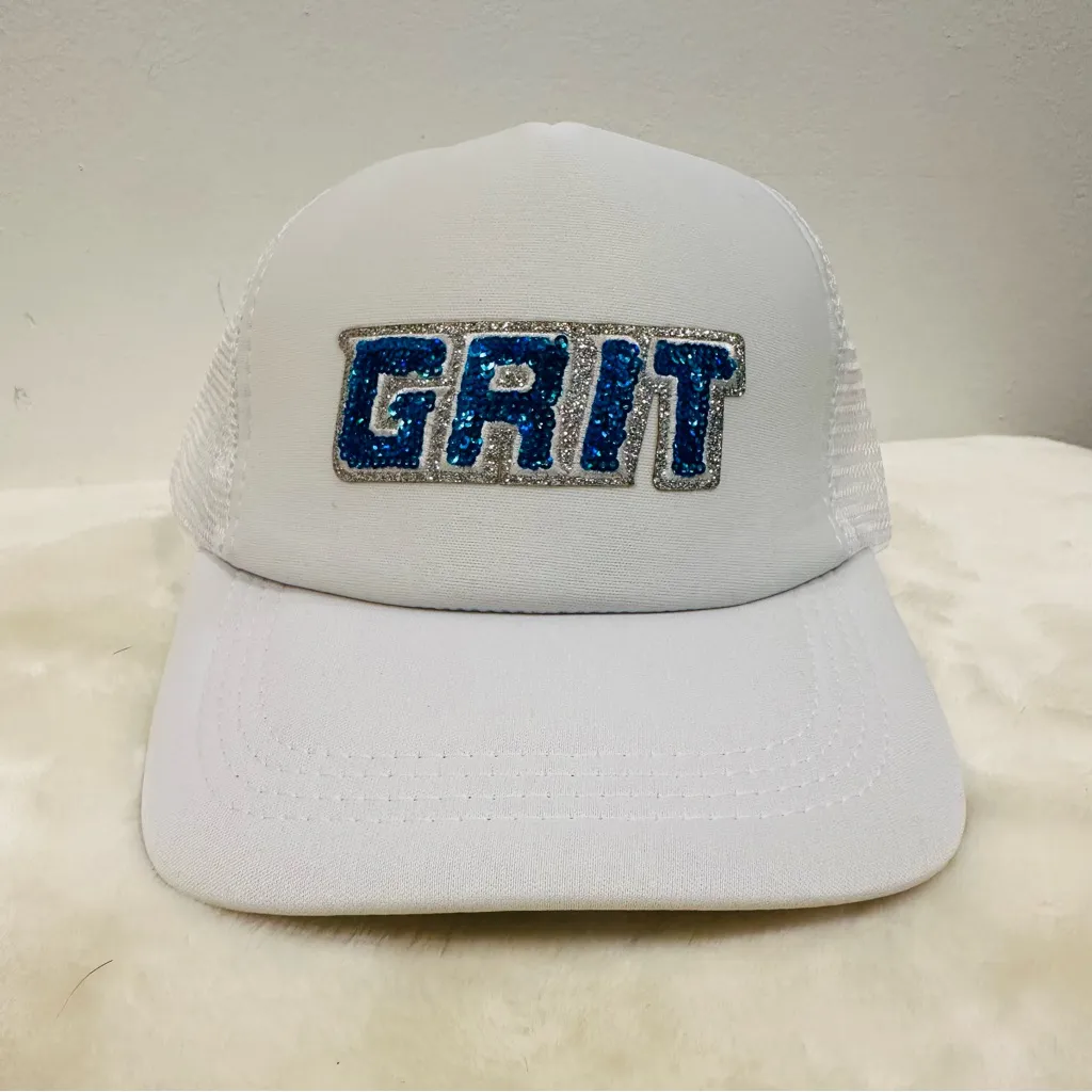 Detroit lions Grit trucker hat!  with Blue sequin GRIT Logo! - Image 2