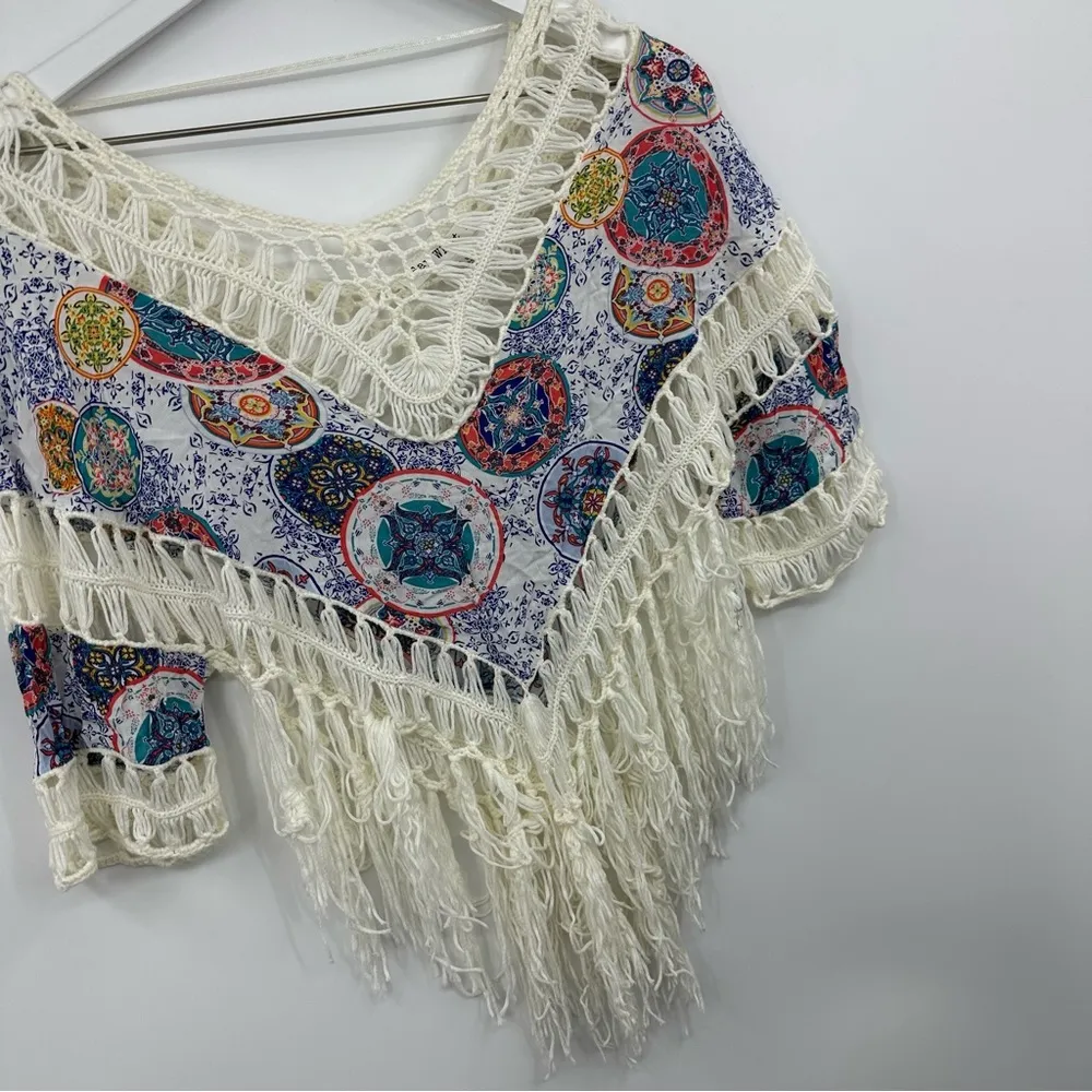 Say What Boho Crochet 3/4 Sleeve Shirt Size Small - Image 2