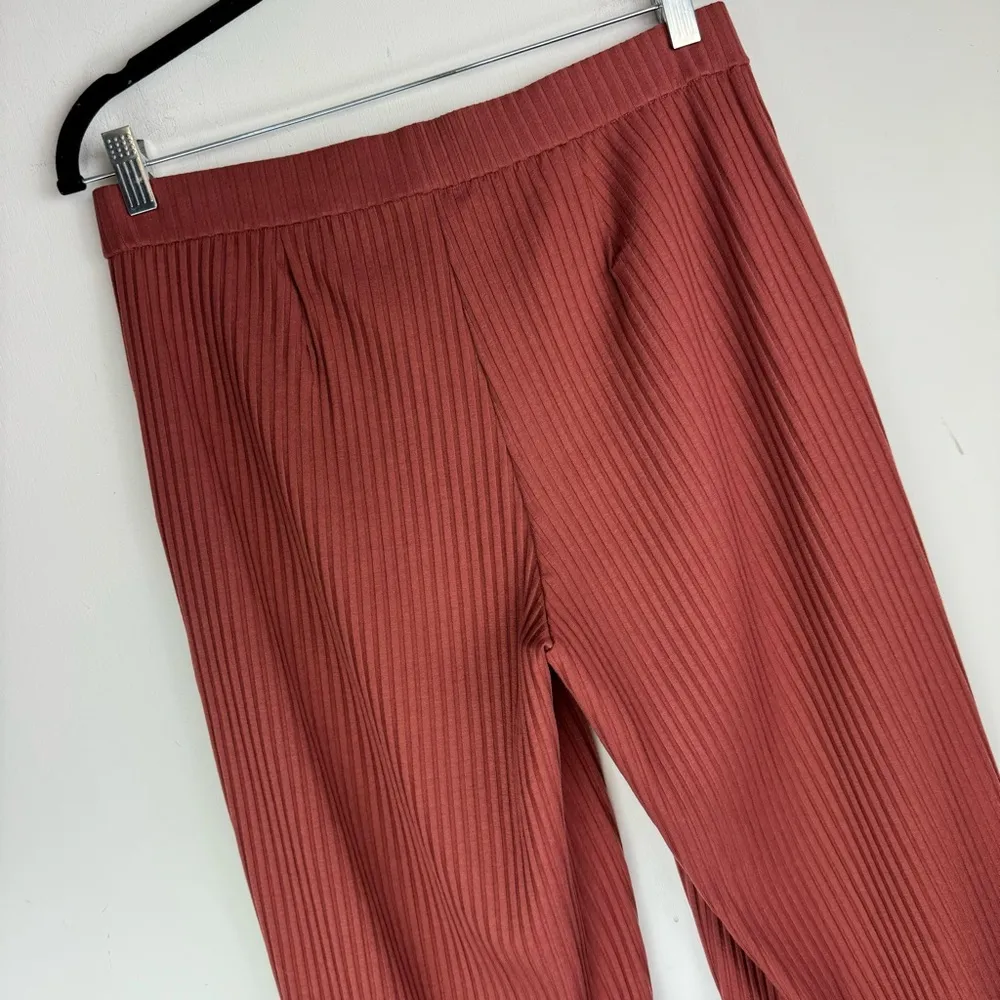 Eileen Fisher Wide Leg Ribbed Stretch Pants Sz Small Terracotta Rust - Image 15