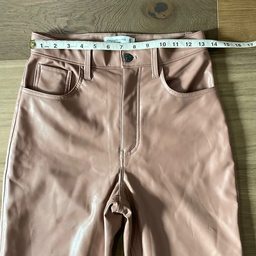 Abercrombie & Fitch The 90s Straight Ultra High Rise Pink Faux Leather Pants 27 - Image 6