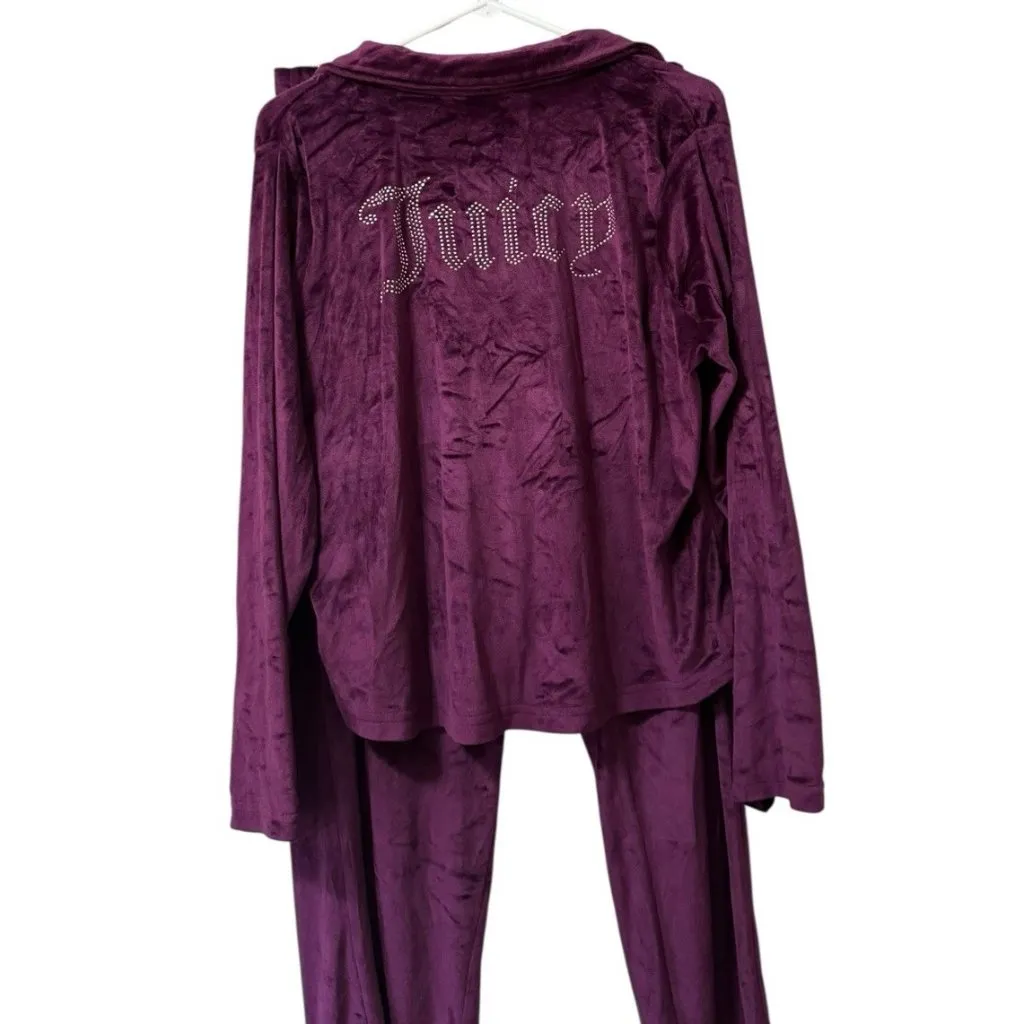 Juicy Couture Women Sleep Set Pj's Size XL Stretch Velour Winter Modern Designer - Image 2