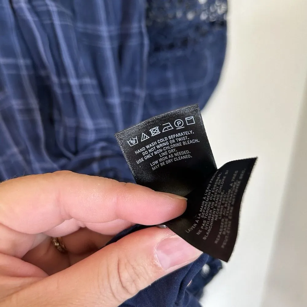Anthropologie Akemi + Kin Codie Plaid Handkerchief Dress Size 6 Navy‎ Blue - Image 10