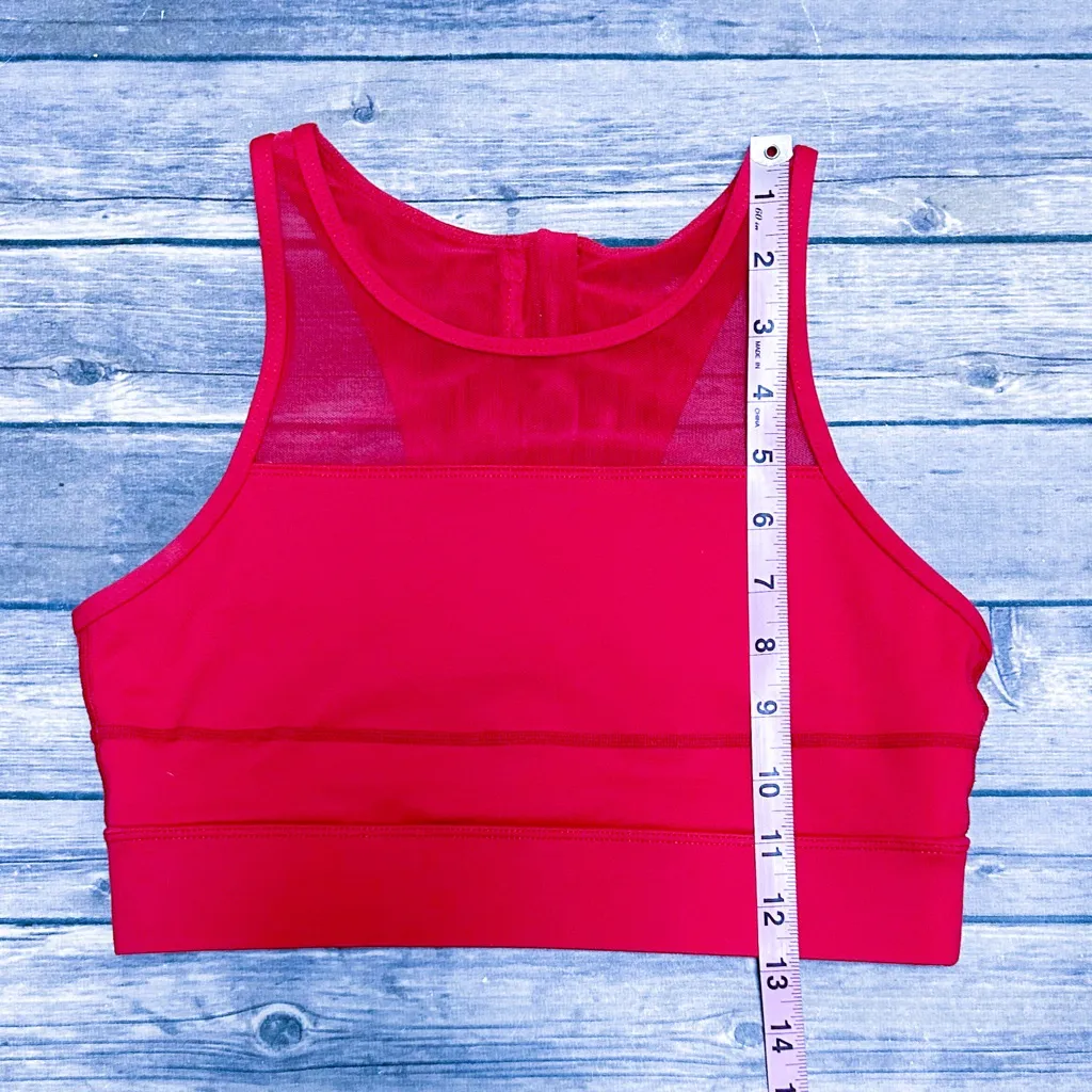 Zyia Active Red Sheer Mesh Paneling Back Zip Up One More Rep Sports Bra Medium - Image 9