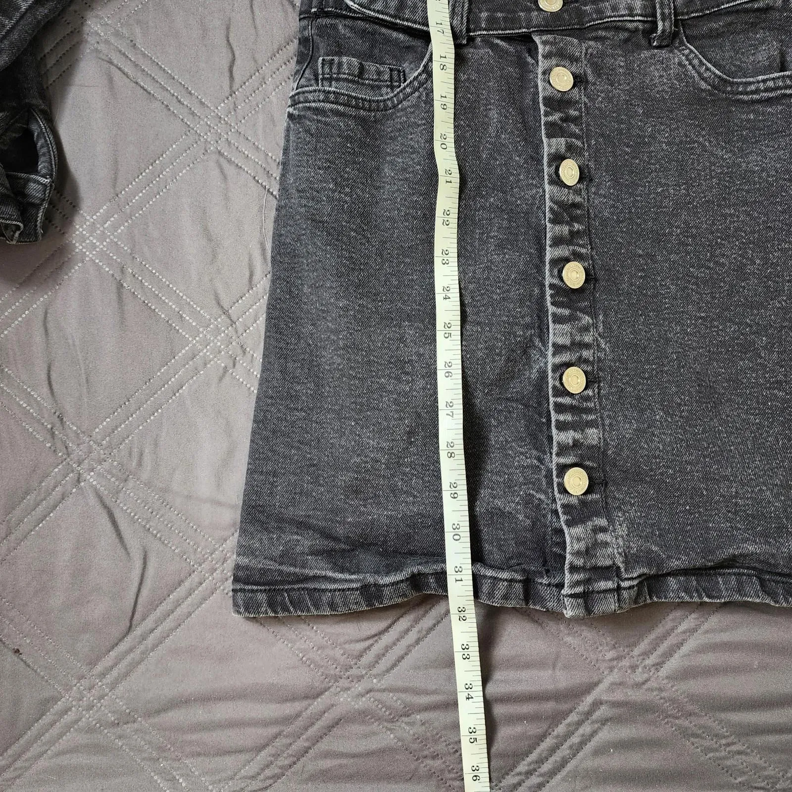 ZARA Washed Black Denim Dress Pockets Belted Mini Small Grunge Streetwear - Image 7