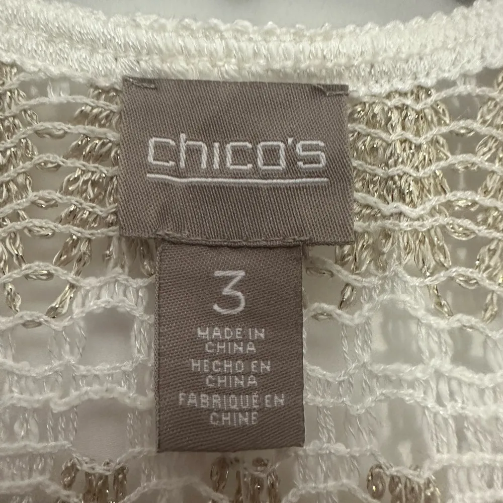 Chicos Guilded Waves Ballari Fringe Vest Metallic Size 3 / XL Festival Boho NWT - Image 3