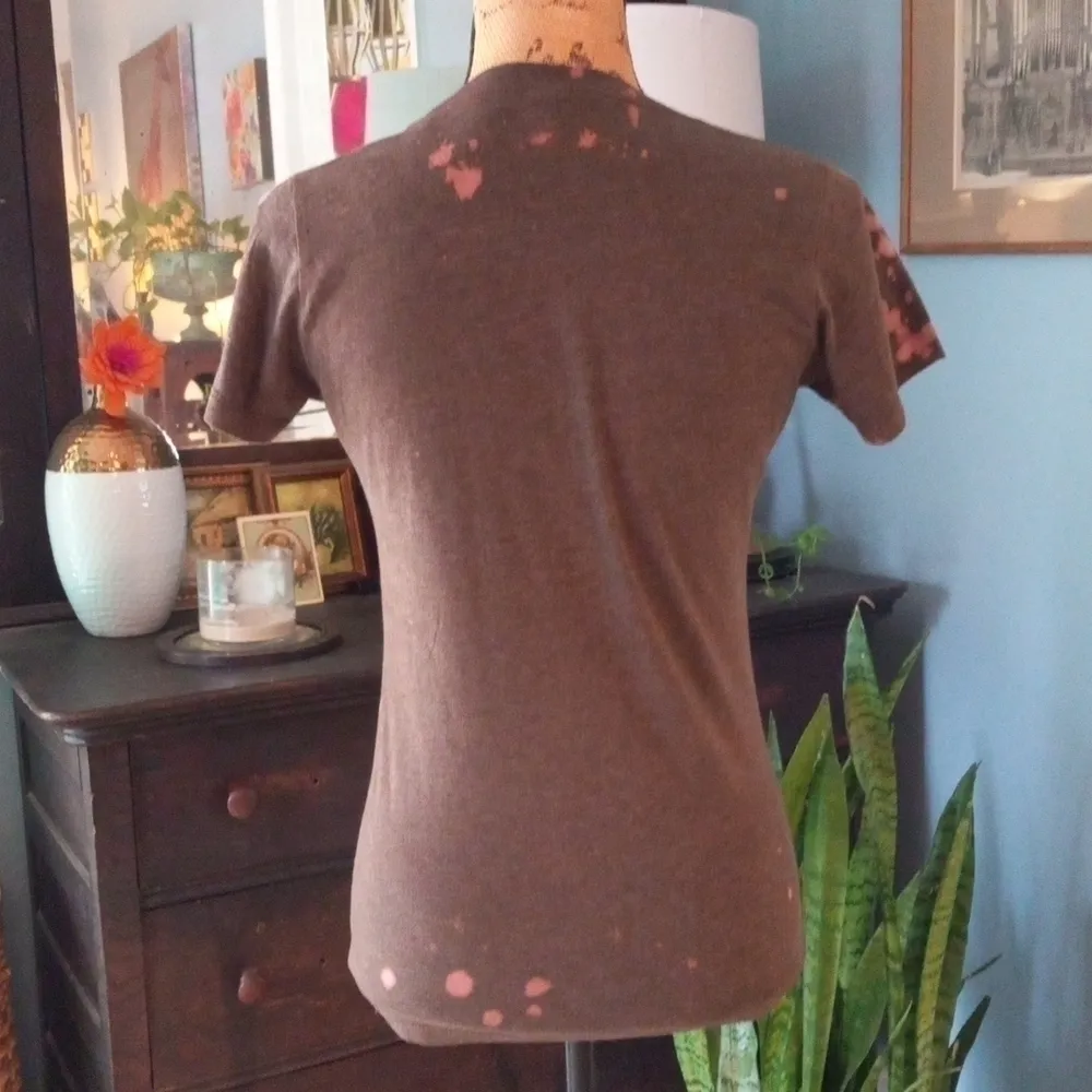 "Wasted on You" Heather Brown Distressed Graphic Tie Dye Tee - Image 5