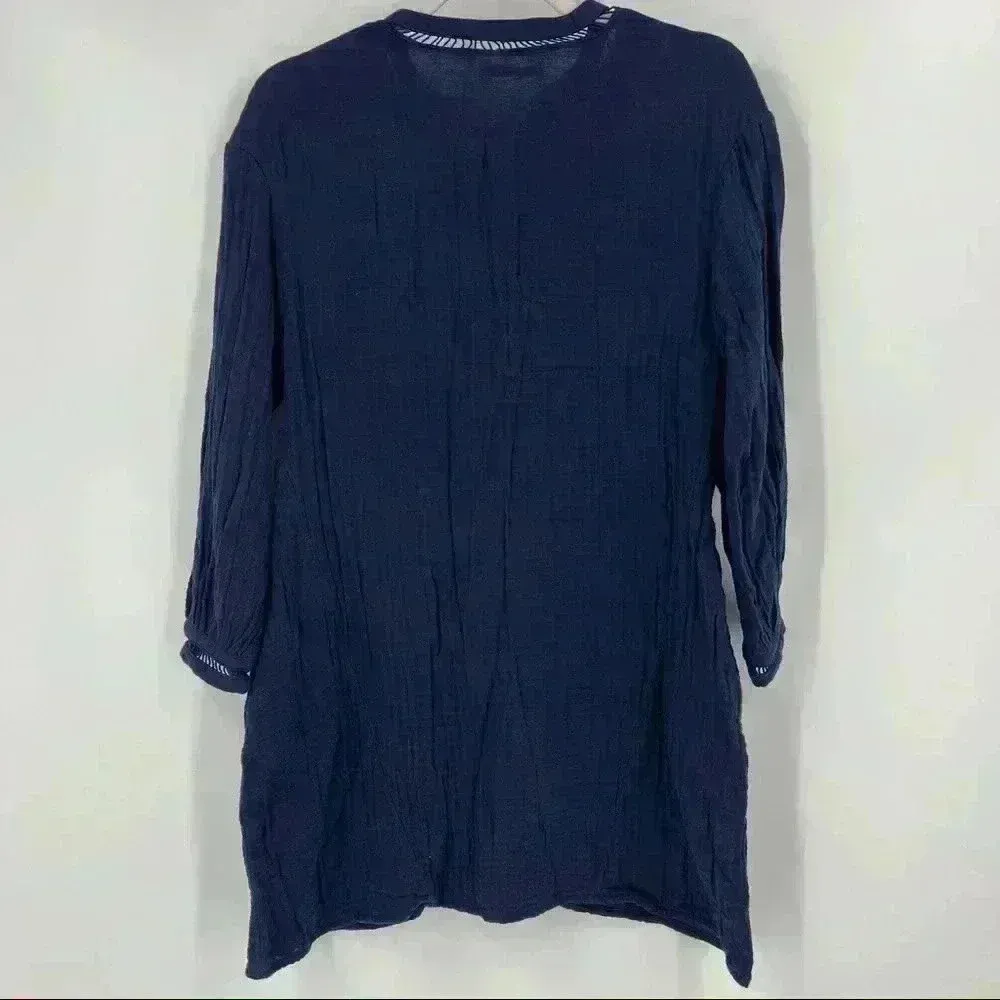 ZARA‎ Navy Lace Insert V-Neck Tunic Top Size XS - Image 6