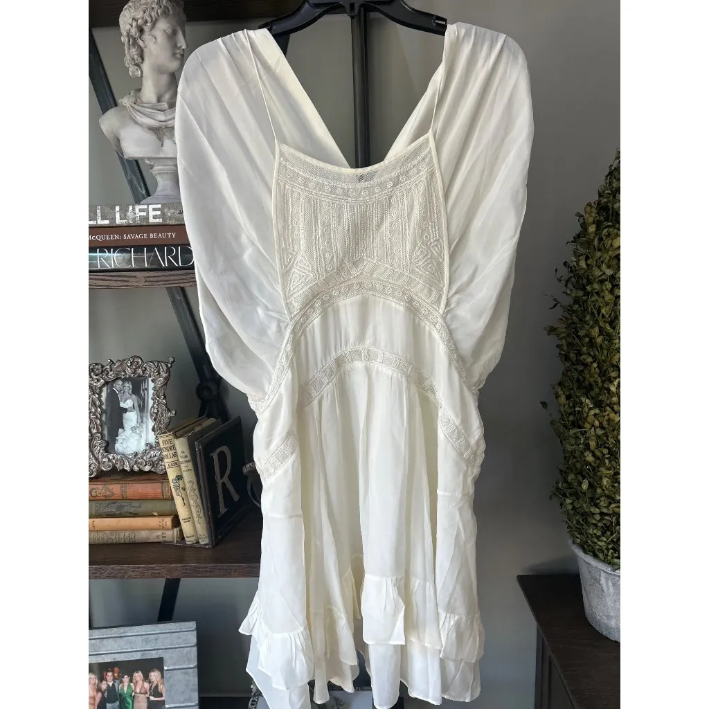 IRO Conor Embellished Silk Mini Dress Ecru Ivory Womens Size FR 40 US 8 - Image 6