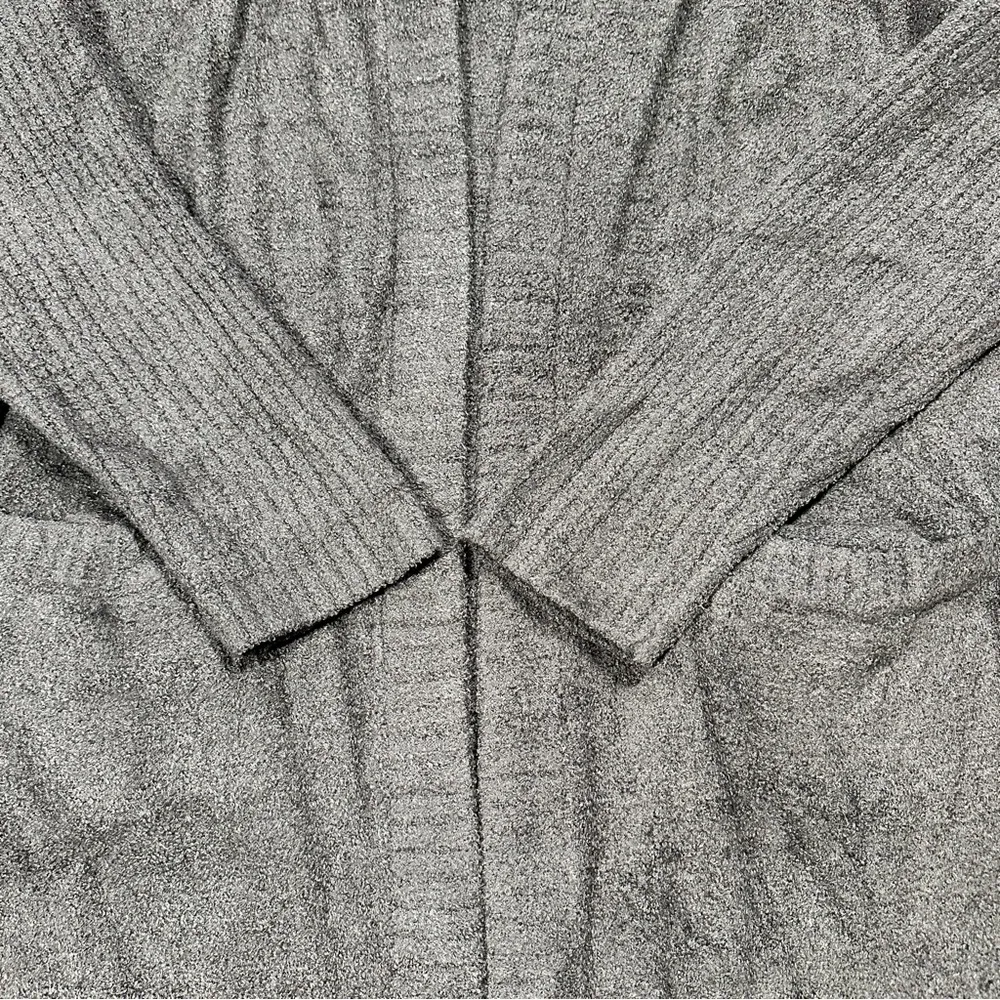 Barefoot Dreams CozyChic Lite Relaxed Hooded Cardigan Open Front Pockets Brown L - Image 5