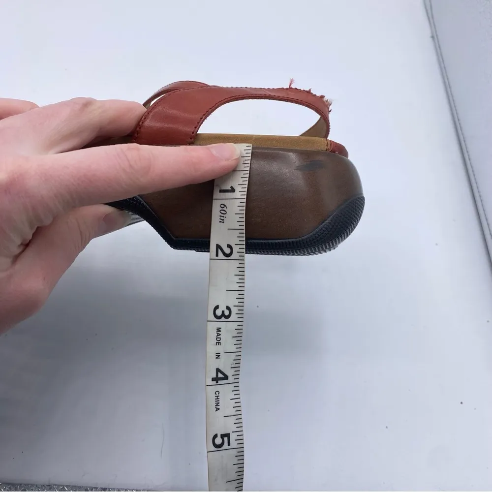 Dansko Lynnie Wedge red orange chunky Sandals size 41 vintage retro comfort - Image 13