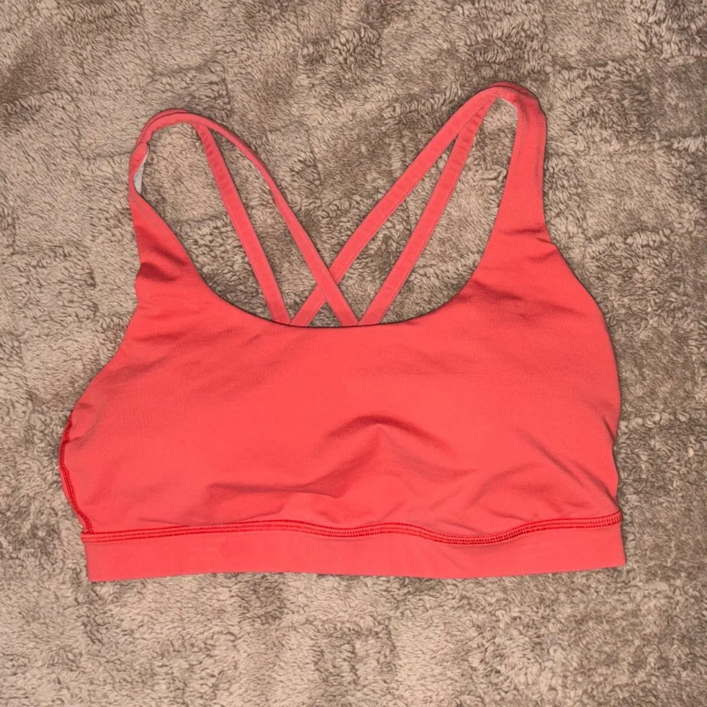 Lululemon Energy Sports Bra Poppy Coral Strappy Back Medium Support B/C Cup 8 - Image 7