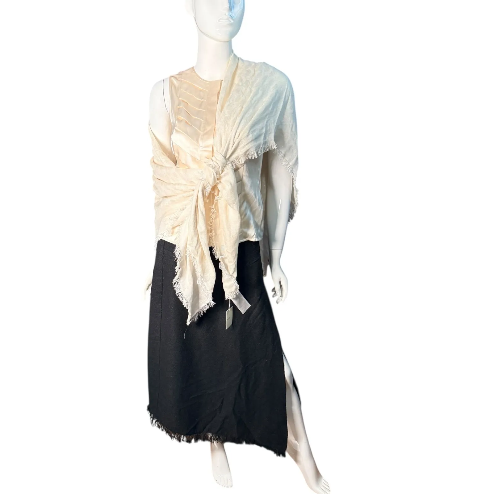 CARLISLE silk Sleeveless Sheath Top ivory hidden button Pleated Women US 4 - Image 7