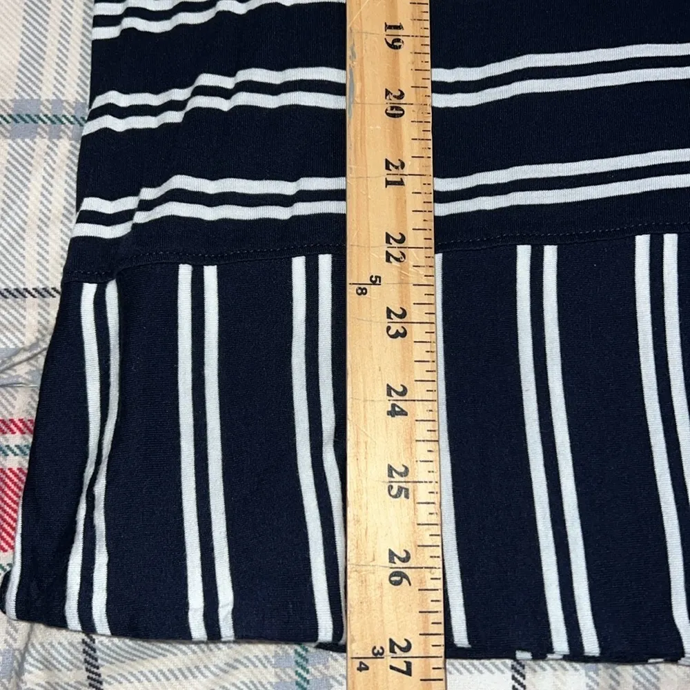 TALBOTS WOMAN size 2X dark blue white v neck striped 3/4 sleeve blouse hi low - Image 5