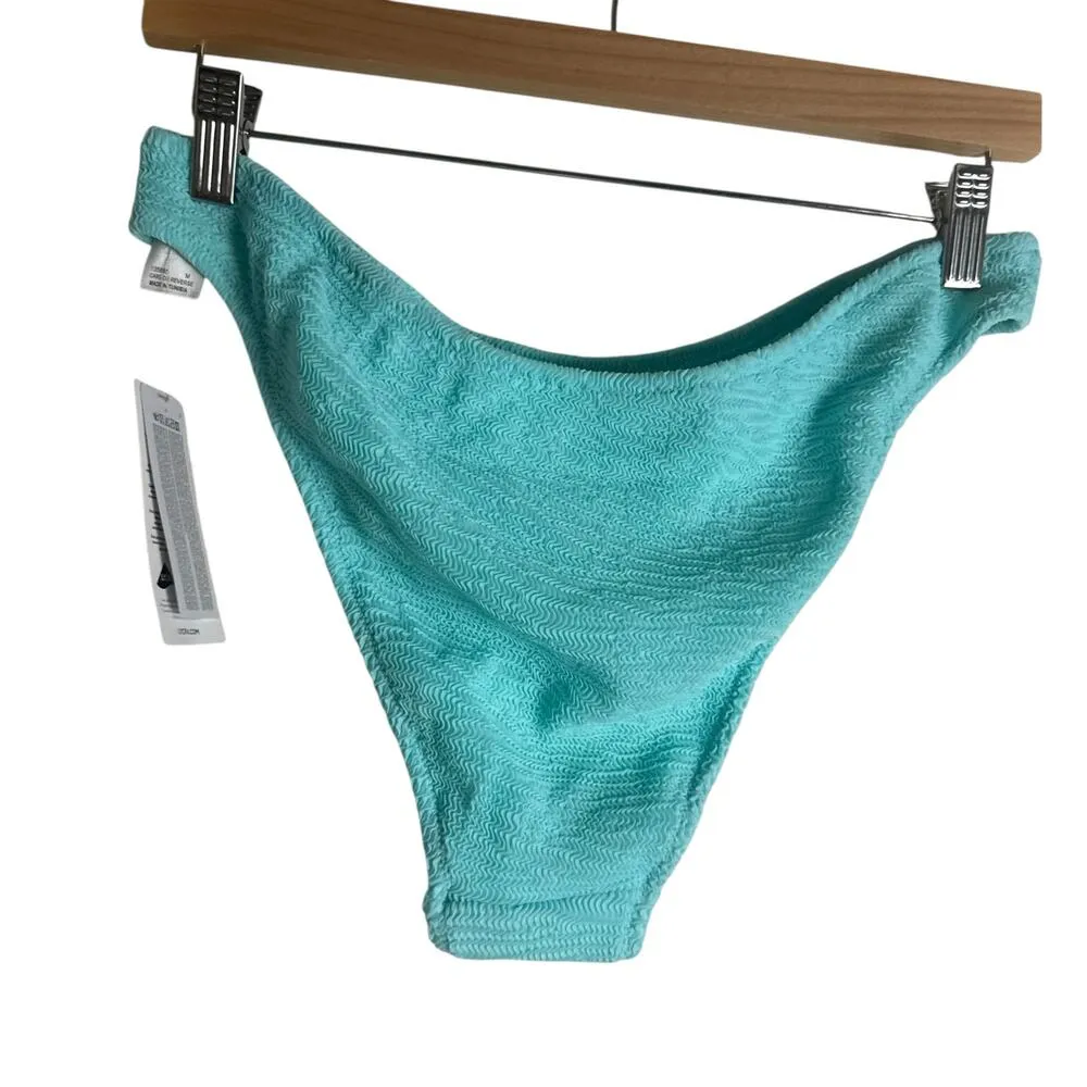 Freya Ibiza Waves Crinkle Ice Blue High Leg Cheeky Bikini Swimsuit Bottoms Large - Image 5