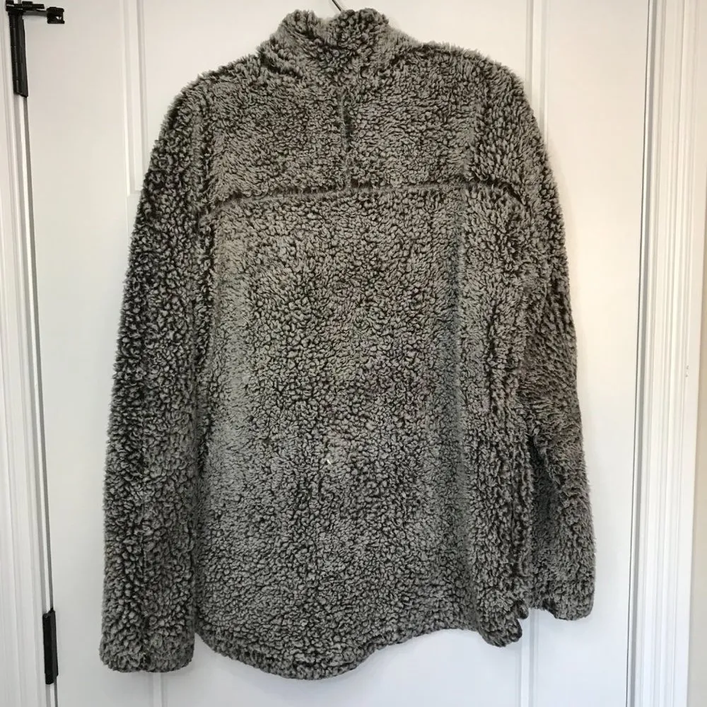 Thread + Supply Charcoal Gray Oversized Sherpa Quarter Zip Pullover Womens Small - Image 3