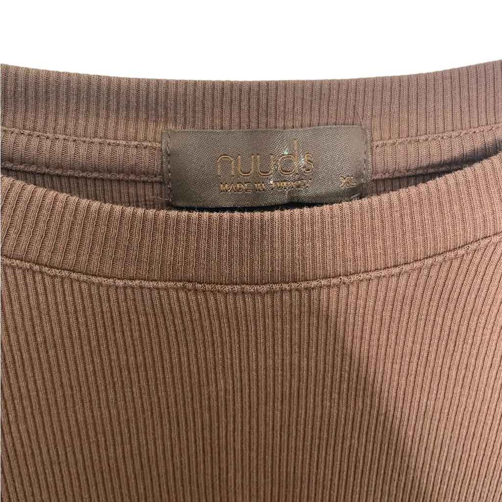 Nuuds Brown Women's Top Ribbed Crop XS - Image 3