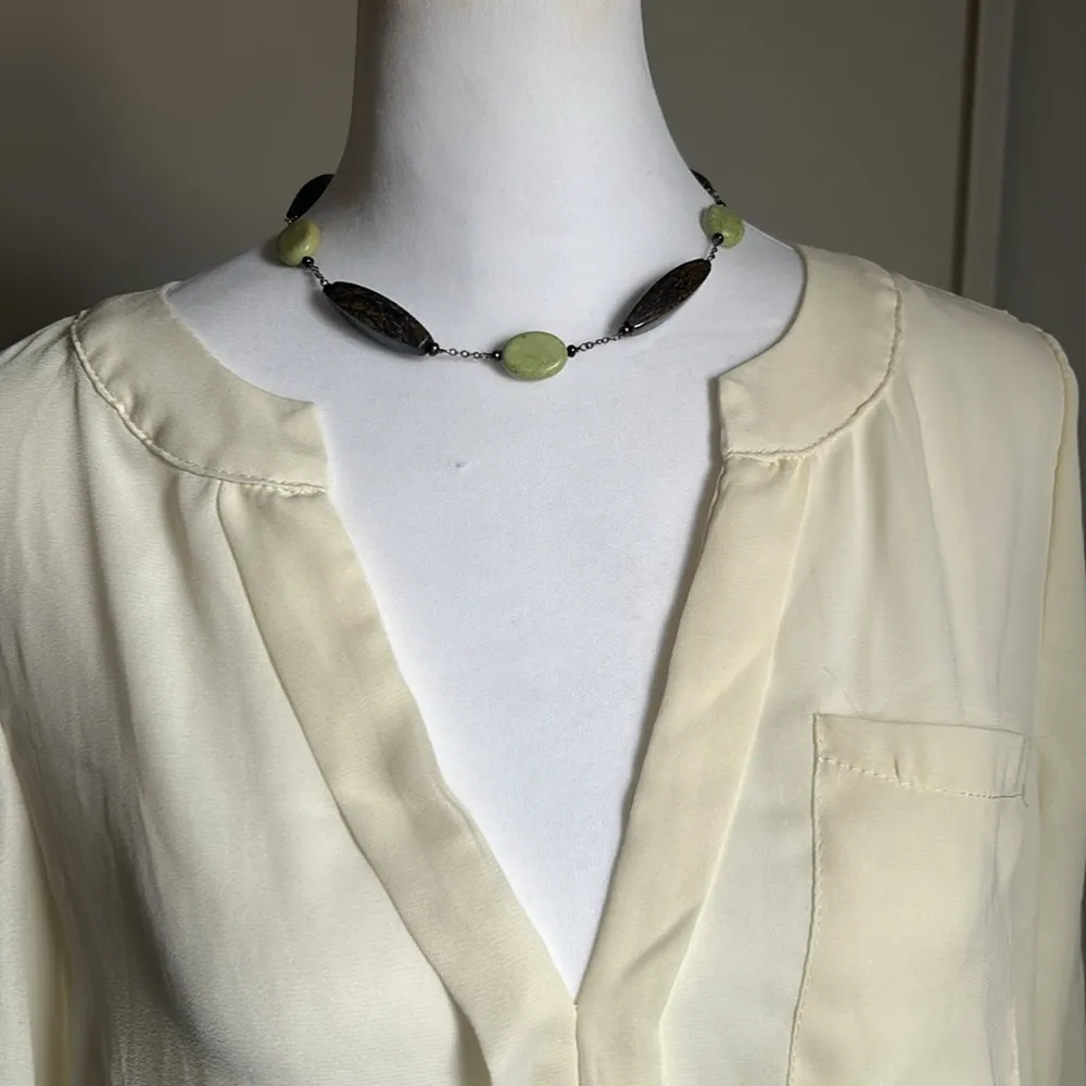 Handcrafted Serpentine and Bronzite Gemstone Bead 16” Choker Necklace Green - Image 3