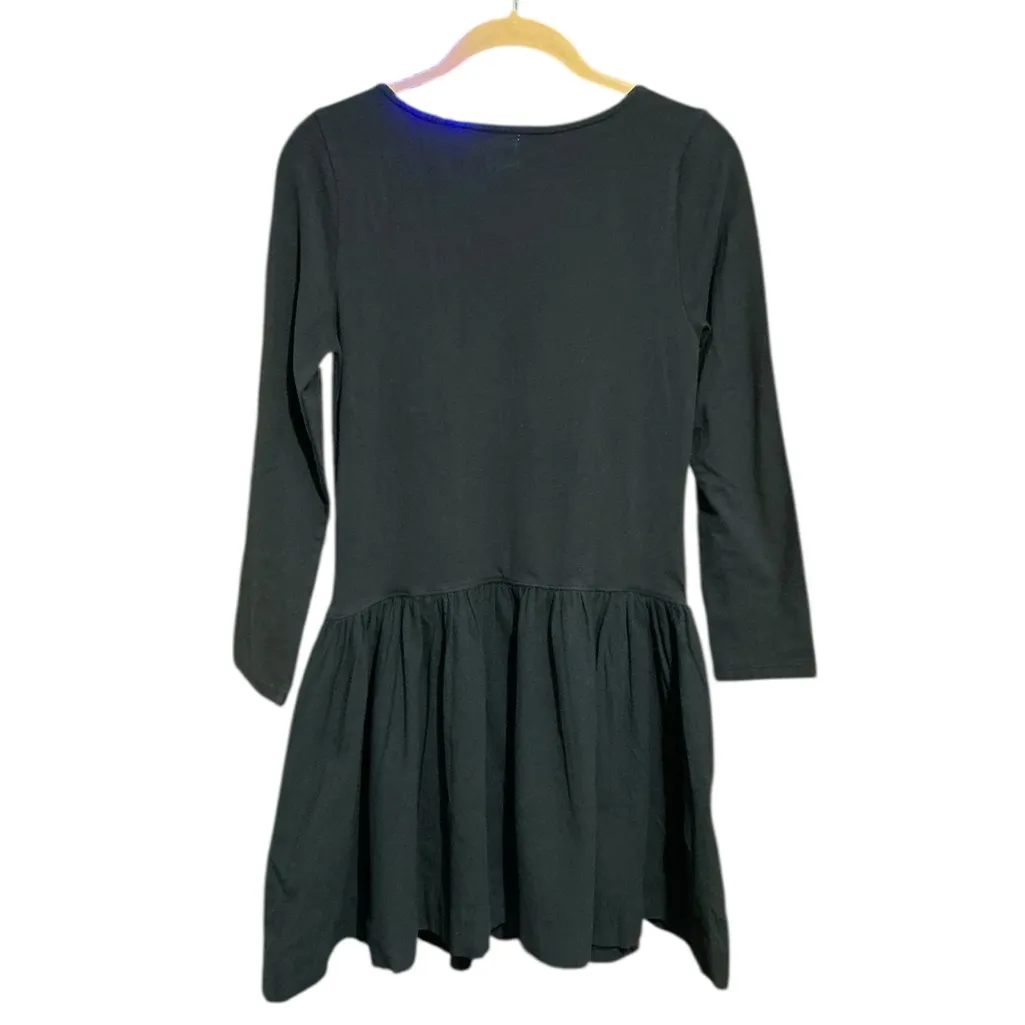 FREE PEOPLE Onda Drop-Waist Long-Sleeve Mini Dress M 15.5” p2p Black $68 NWT - Image 8