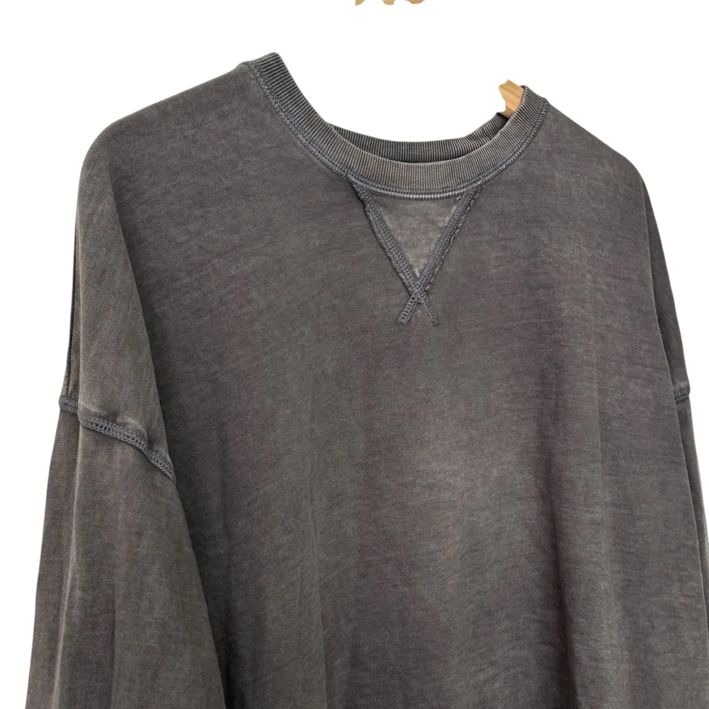 Aerie Charcoal Long Sleeve cotton raw edge sweatshirt L - Image 9