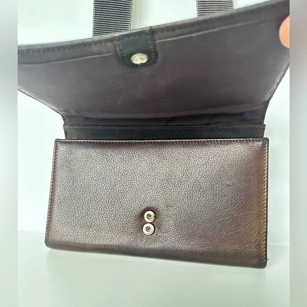 Fossil Brown Genuine Leather Wallet Crossbody Bag Organizer - Image 5