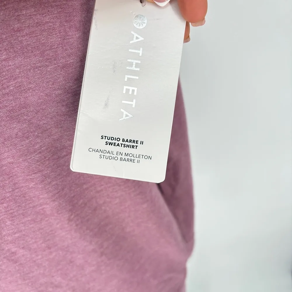 Athleta Studio Barre Sweatshirt Long Sleeve Top Purple Off The Shoulder Small - Image 9