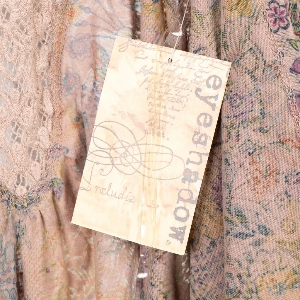 Eyeshadow Vest XL Womens NEW Floral Lace Back Sleeveless Boho Tan Cream - Image 4