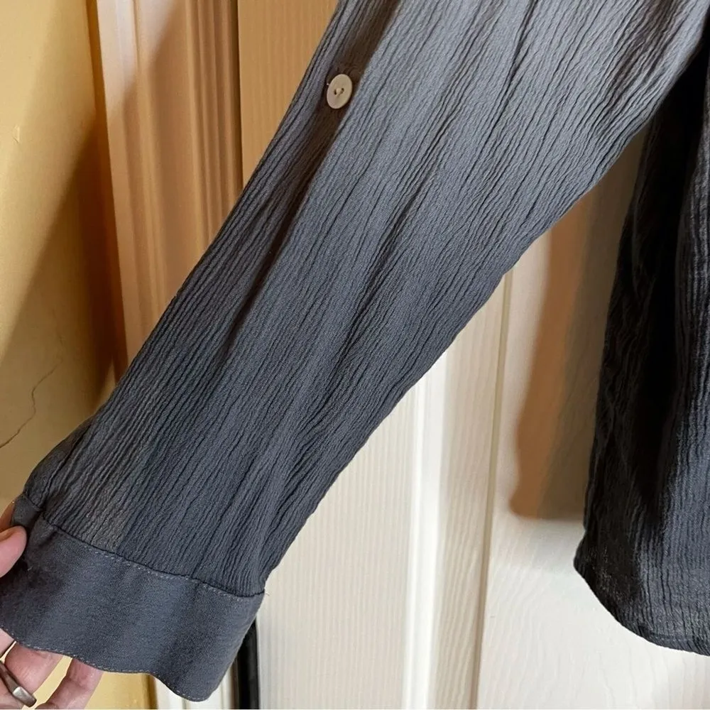 J.Jill Small Petite Ombré Button Down with Tie Waist. Arm's Roll Up. Flattering! Blue Size undefined - Image 3