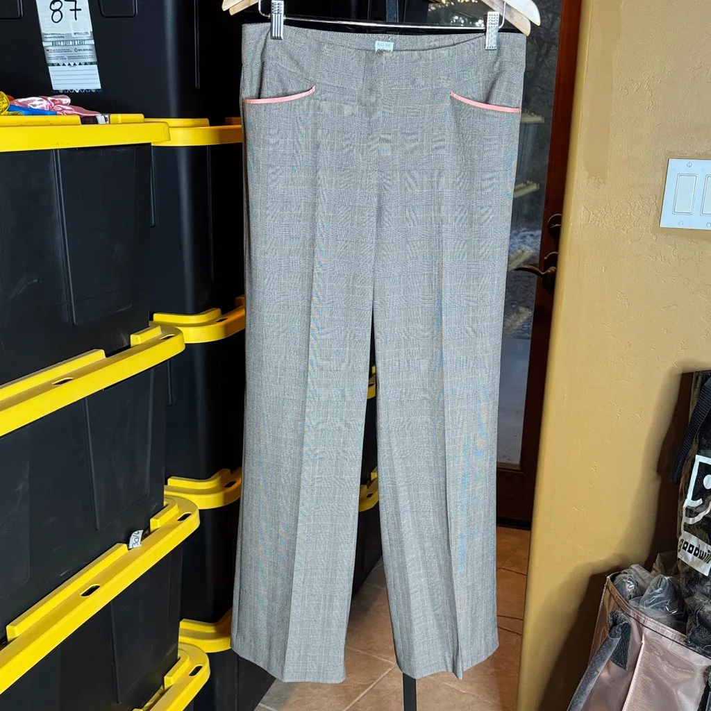 Plaza Pant by City DKNY Black Houndstooth Pants with Peach Accents Size 8 - Image 2