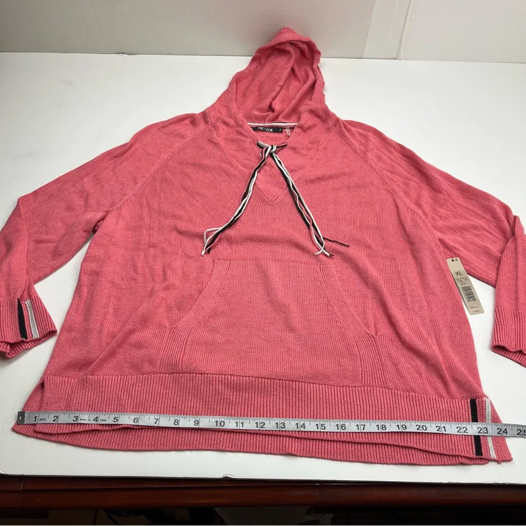 NIC+ZOE Womens Size XL Pink Long Sleeve Hooded Sweater‎ Top Cashmere Blend NEW - Image 9